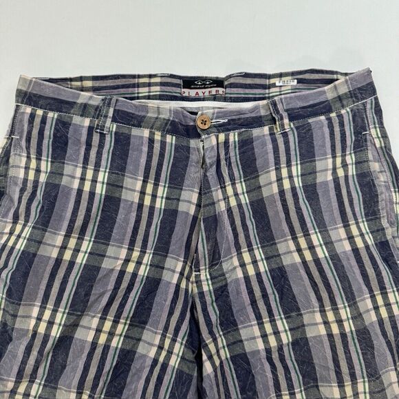 Snake Eyes Players Multicolor Plaid Flat Front Chino Shorts Sz 32 (36" Waist) - Picture 3 of 7